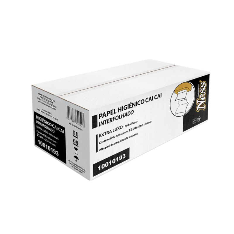 Papel Higiênico Interfolhado Cai-cai Folha Dupla Extra Luxo Ness 6.000 folhas