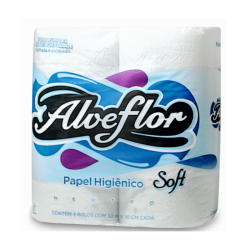 Papel Higiênico Folha Simples Alveflor 16 pacotes com 4 rolos de 30m