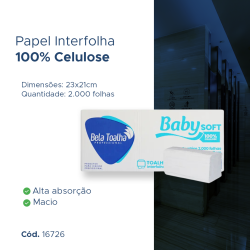Papel Interfolha 100% Celulose Folha Simples Baby 2.000 folhas