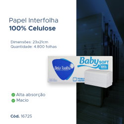 Papel Interfolha Soft 100% Celulose Folha Simples Baby 4.800 folhas 22x21
