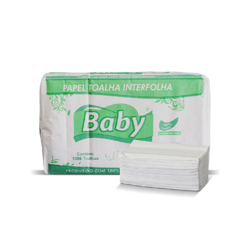 Papel Interfolha 2 Dobras Folha Simples 100% Celulose Baby 1.000 folhas