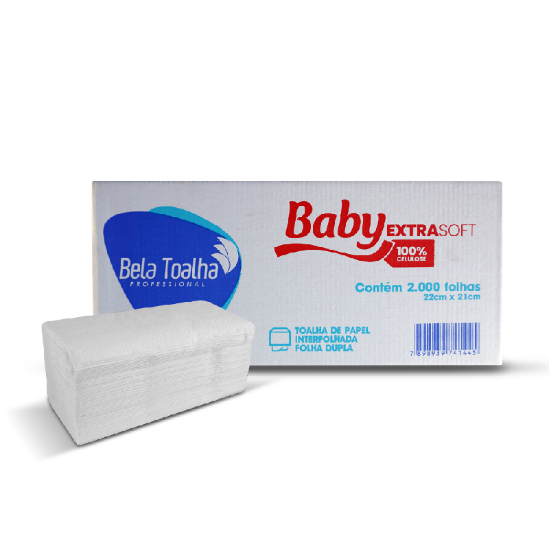 Papel Interfolha 100% Celulose Folha Dupla Baby 2.000 folhas