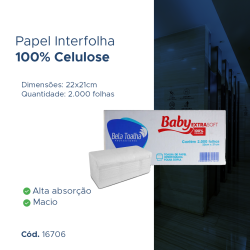 Papel Interfolha 100% Celulose Folha Dupla Baby 2.000 folhas