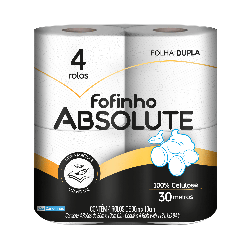Papel Higiênico Folha Dupla Fofinho Absolute 24 pacotes com 4 rolos de 30m