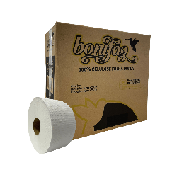 Papel Higiênico Rolão Folha Dupla 100% Celulose Bonifaz 8 rolos de 200m