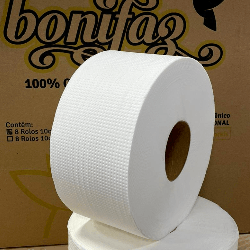 Papel Higiênico Rolão Folha Dupla 100% Celulose Bonifaz 8 rolos de 200m