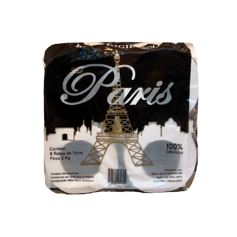 Papel Higiênico Rolão Folha Simples 100% Celulose Paris 8 Rolos