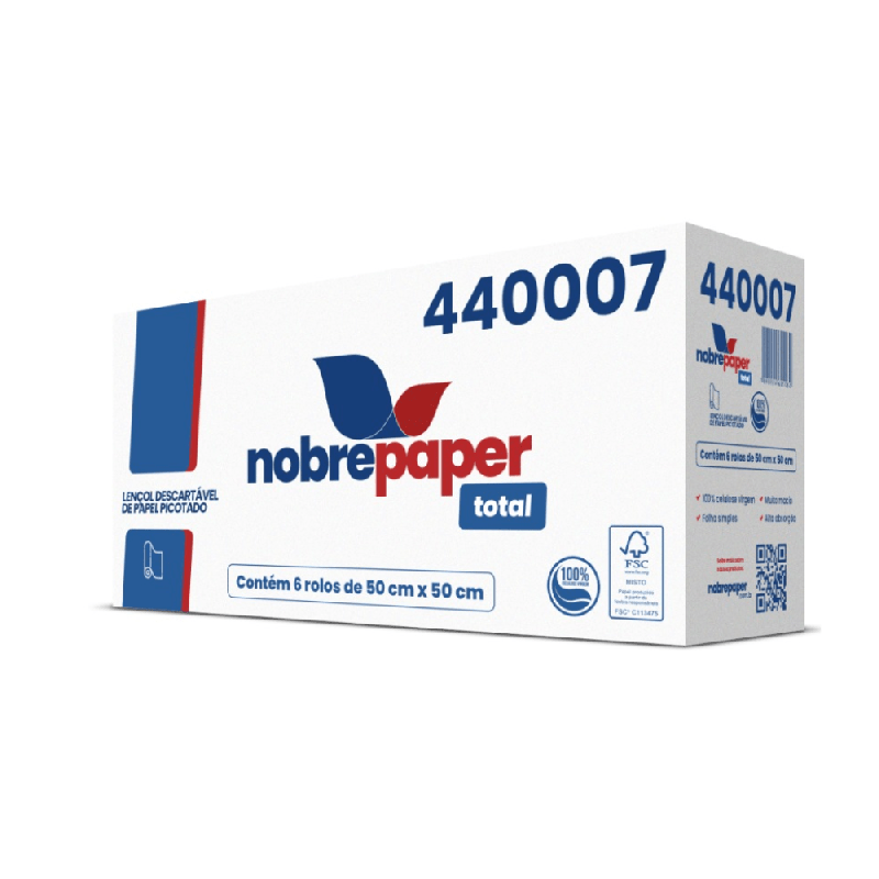 Lençol Hospitalar de Papel Picotado 50x50 100% Celulose Nobre 6 rolos