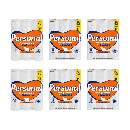Papel Higiênico Folha Simples Personal  6 pacotes contendo 12 rolos com 30m
