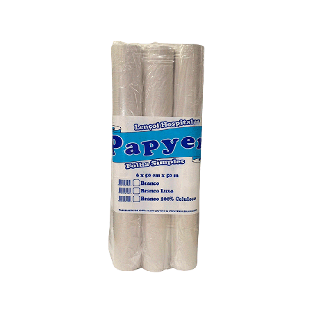 Lençol Hospitalar de Papel 100% Celulose 50x50 Papyer 6 Rolos