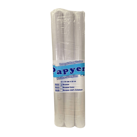 Lençol Hospitalar de Papel Branco 70x50 Papyer Fardo com 6 rolos