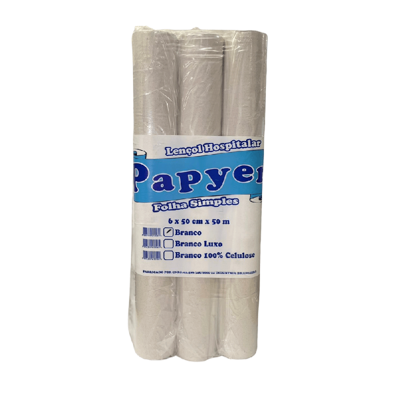 Lençol Hospitalar 50x50 Branco Papyer 6 rolos