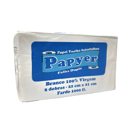 Papel Interfolha 100% Celulose Folha Dupla Papyer 1.000 folhas