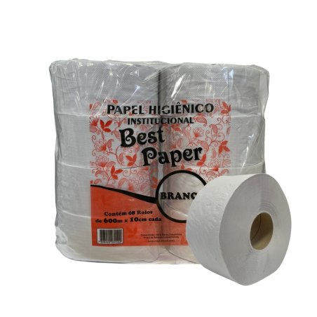 Papel Higiênico Rolão Folha Simples Branco Bestpaper 8 Rolos