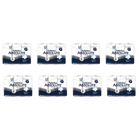 Papel Higiênico Folha Tripla Fofinho Absolute 8 pacotes de 12 rolos com 20m
