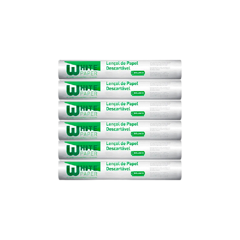 Lençol Hospitalar de Papel Branco 70x50 White Paper 6 rolos