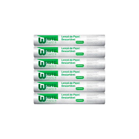 Lençol Hospitalar de Papel Branco 70x50 White Paper 6 rolos