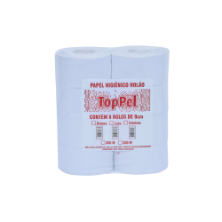 Papel Higiênico Rolão Luxo folha simples Toppel 8 rolos