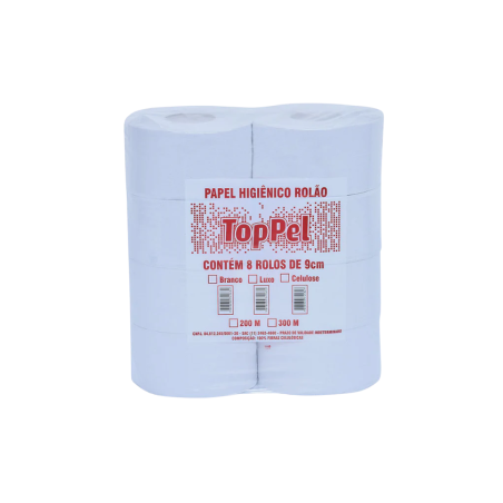 Papel Higiênico Rolão Luxo folha simples Toppel 8 rolos
