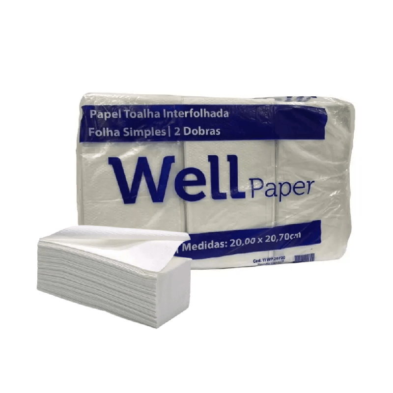 Papel Interfolha 100% Celulose Folha Simples Wellpapper