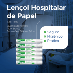 Lençol Hospitalar de Papel Descartável Branco 50x50 Whitepaper