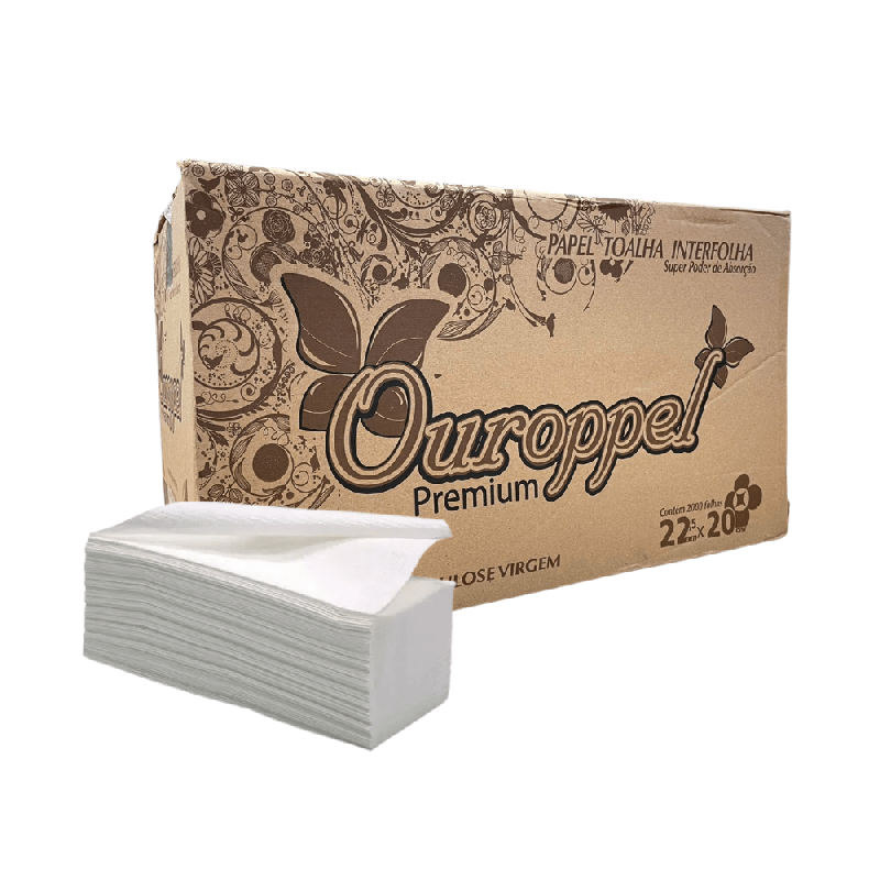 Papel Interfolha Folha Simples 2 Dobras 100% Celulose Ouropel 2.000 folhas