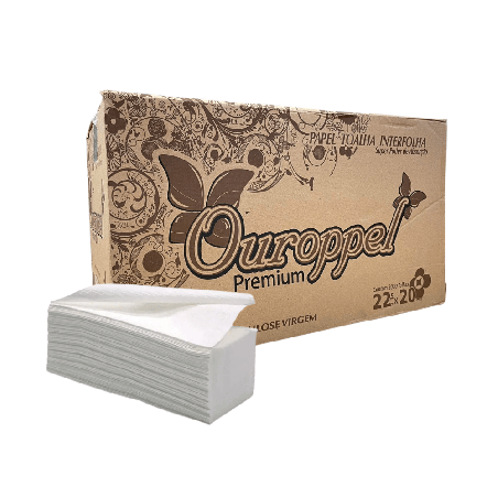 Papel Interfolha Folha Simples 2 Dobras 100% Celulose Ouropel 2.000 folhas