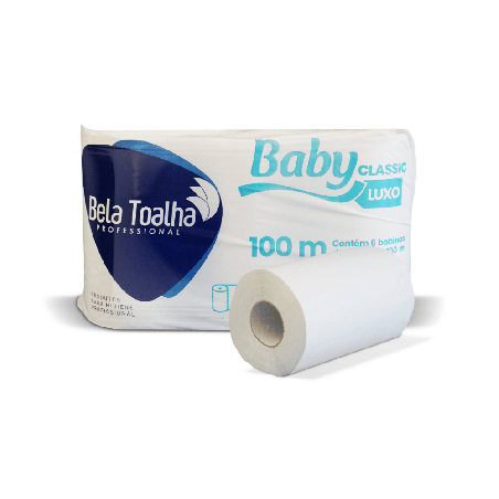 Papel Toalha Bobina Luxo Baby com 6 rolos de 100 metros