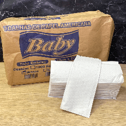 Papel Interfolha Branco Folha Simples 3 Dobras Baby 1.250 folhas