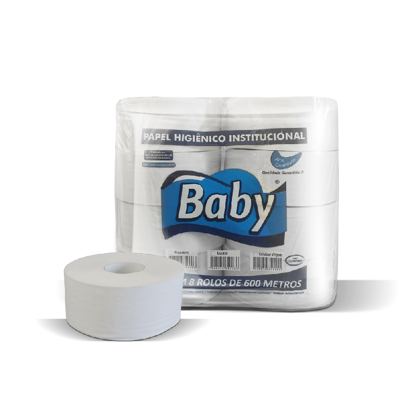Papel Higiênico Rolão Folha Simples Luxo Baby 8 rolos de 600m