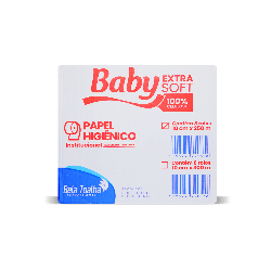 Papel Higiênico Rolão Folha Dupla 100% Celulose Baby Extra Soft 8 rolos de 250m