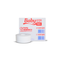 Papel Higiênico Rolão Folha Dupla 100% Celulose Baby Extra Soft 8 rolos de 250m