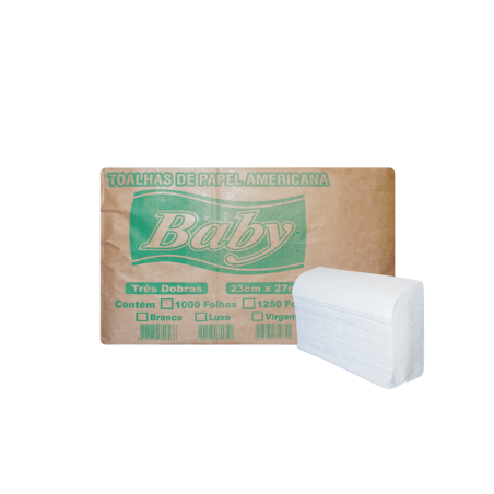 Papel Interfolha 3 Dobras Luxo 23x27cm Baby 1.250 Folhas