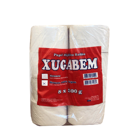 Papel Higiênico Rolão Folha Simples 100% Celulose Xugabem 8 rolos de 300g