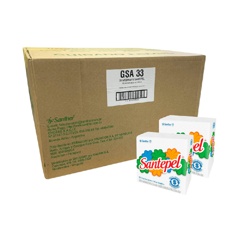 Guardanapo Folha Simples 33x30cm Santepel 2.400 Folhas