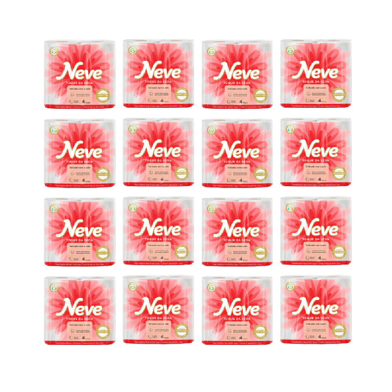Papel Higiênico Folha Dupla Neve fardo 16 pacotes com 4 rolos 30 metros