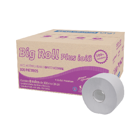 Papel Higiênico Rolão Folha Simples 100% Celulose Big Roll 8 rolos de 300m