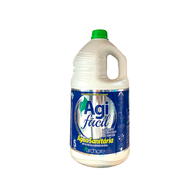 Água Sanitária Cloro Ativo 2,0 a 2,5% Agi Fácil Archote 5 Litros