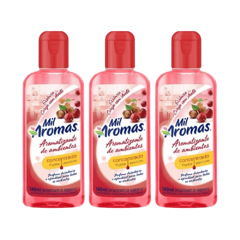 Limpador Perfumado Concentrado Cereja e Avelã Mil Aromas 140ml 3 unidades