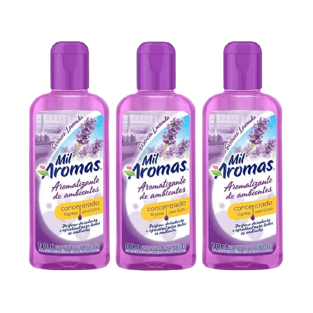 Limpador Perfumado Concentrado Lavanda Mil Aromas 140ml 3 unidades