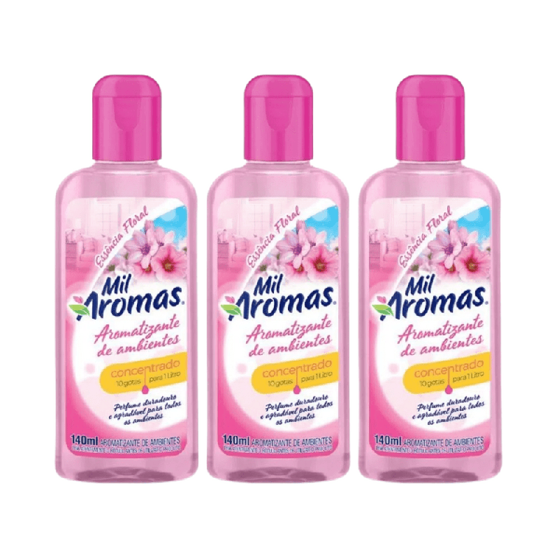 Limpador Perfumado Concentrado Floral Mil Aromas 140ml 3 unidades