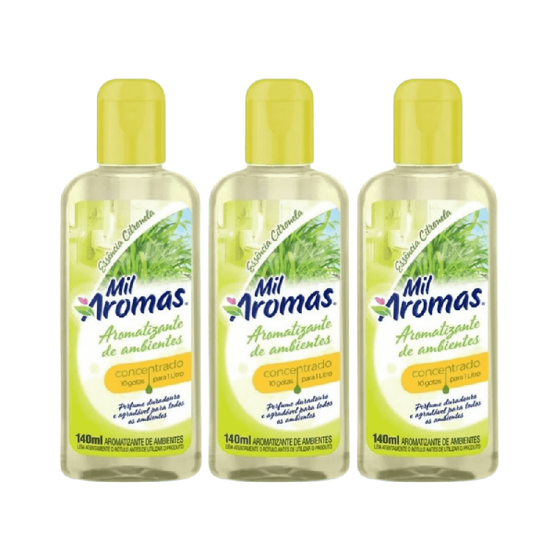 Limpador Perfumado Concentrado Citronela Mil Aromas 140ml 3 unidades
