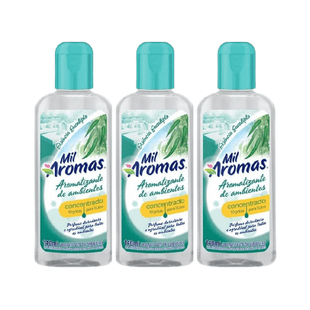 Limpador Perfumado Concentrado Eucalipto Mil Aromas 140ml com 3 unidades
