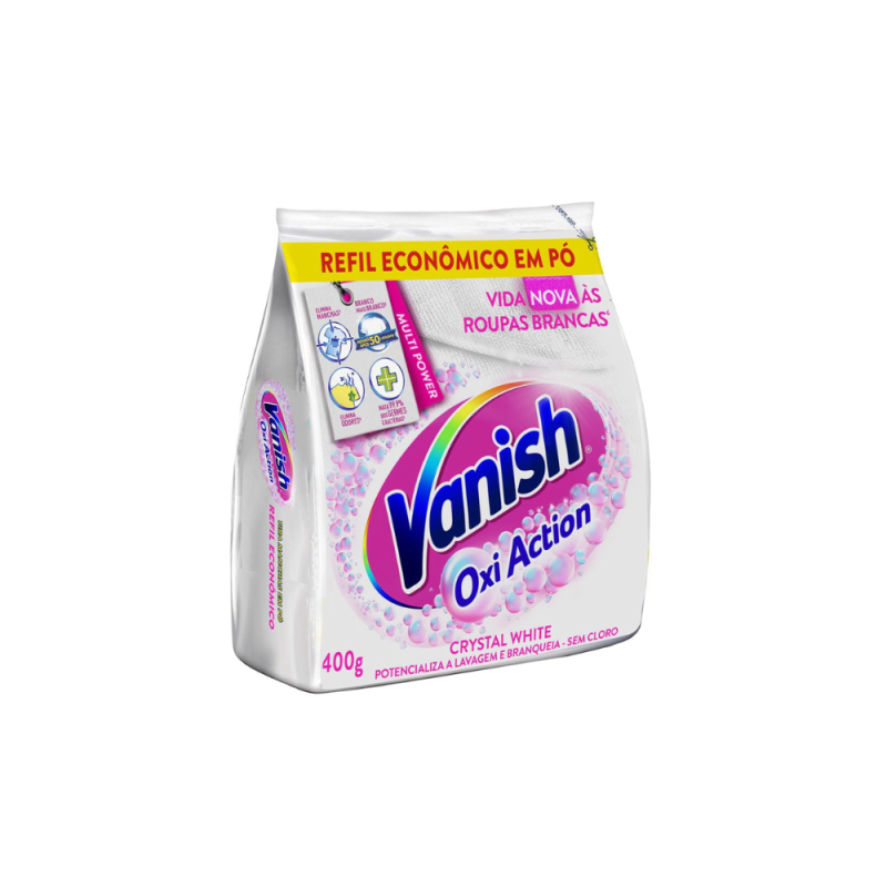 Refil Tira Manchas em Pó Vanish Oxi Action Refil Econômico 400g Indicado para Roupas Brancas