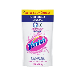 Refil Alvejante Tira Manchas Gel Multiuso Crystal White Vanish 500ml Indicado para Roupas Brancas