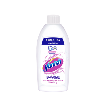 Alvejante Tira Manchas Vanish Gel Multiuso Crystal White 500ml Indicado para Roupas Brancas
