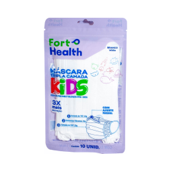 Máscara Descartável tripla Infantil Fortflex com 10 unidades