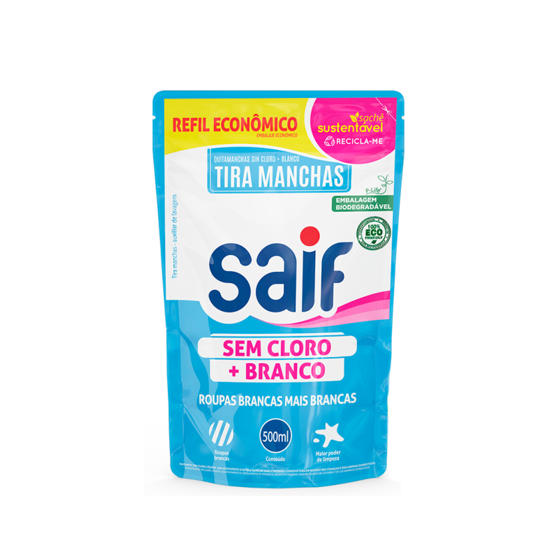 Refil Tira Manchas Sem Cloro + Branco 500ml Saif