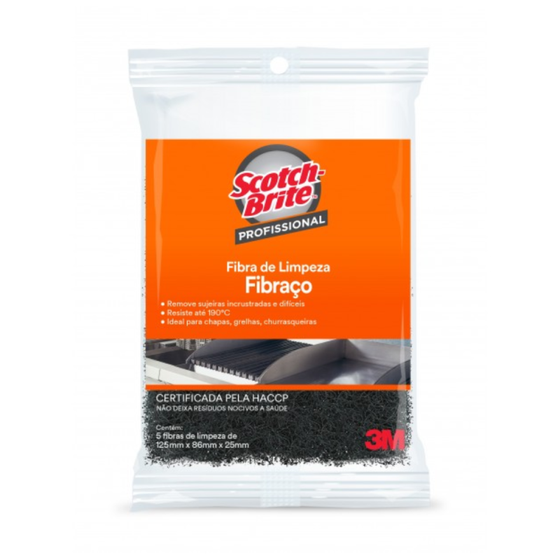 Fibra de Limpeza Fibraço 3M™ Scotch-Brite™ Profissional 87x15mm - 5 Unidades
