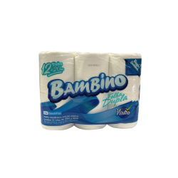 Papel Higiênico Folha Dupla Bambino 8 pacotes com 12 rolos de 20m